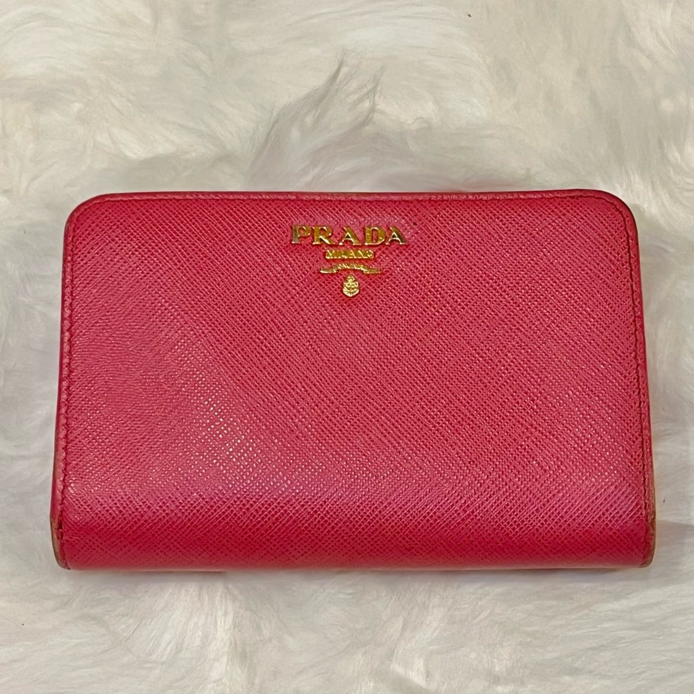 Prada Saffiano Lux Pink Leather Bifold Wallet